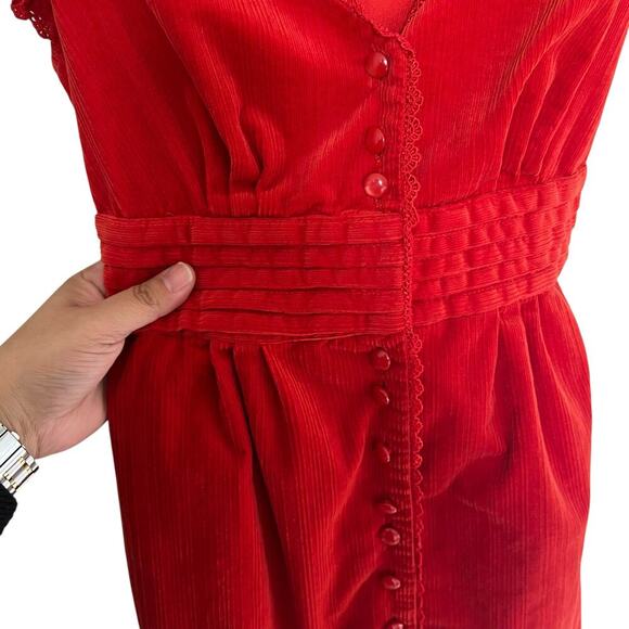 Maeve Women’s Y2K Corduroy Knee Length Dress Red Orange Size 2 - Picture 4 of 9